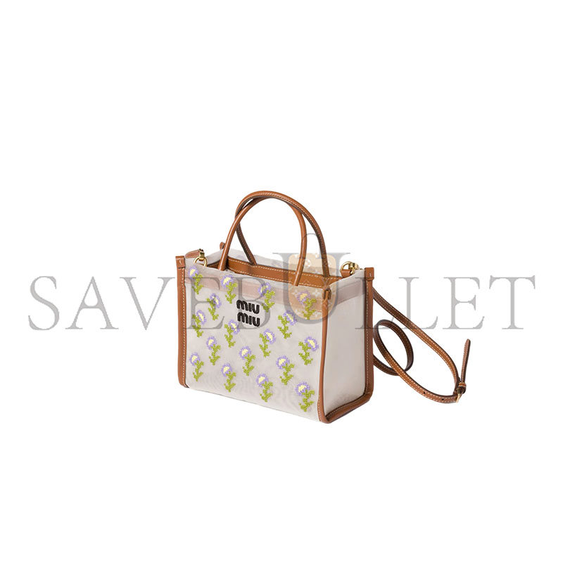 MIU MIU EMBROIDERED MESH TOP-HANDLE BAG 5BA310 (19.5*14x9cm)